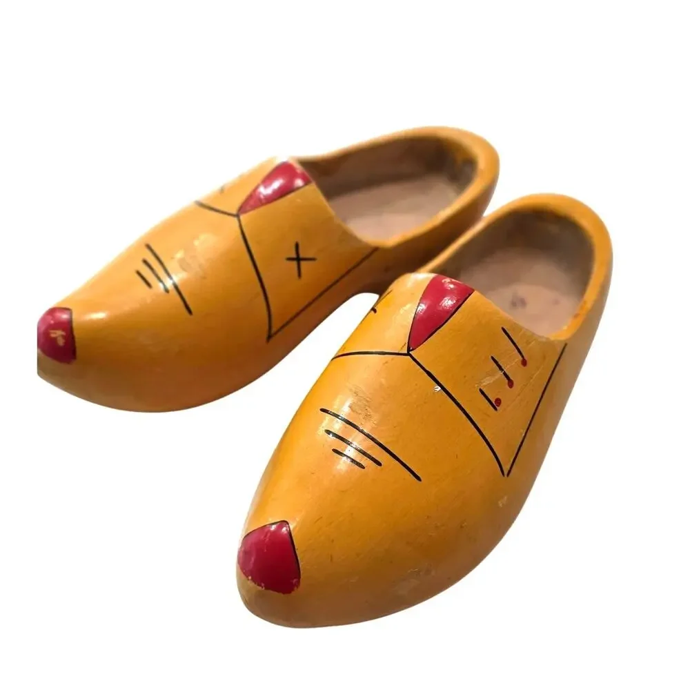 Vintage Hand painted Dutch Wooden Clog Shoes